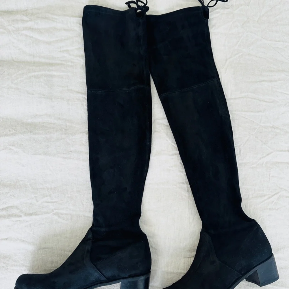 Stuart Weitzman Midland Over The Knee Boots Black Suede Leather Size US9 EUR39.5 - Picture 10 of 10